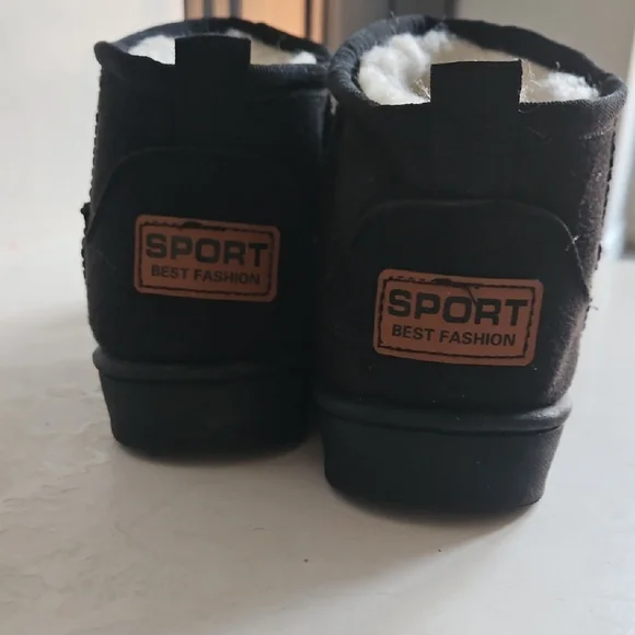 Women's Black Shearling-Lined Slip-On Bootie Slippers - Picture 2 of 4